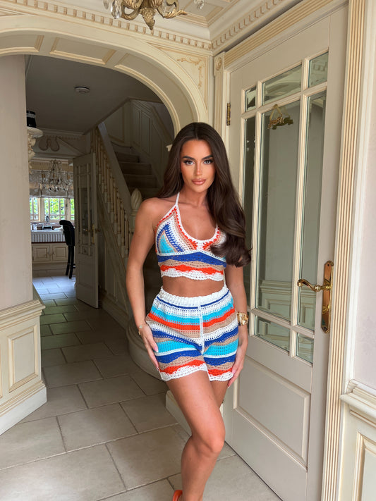 Colourful Crochet Shorts Set