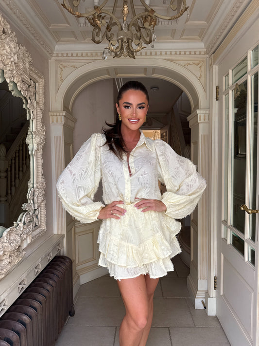 ‘Rendall’ Blouse & Frill Skort Set - Yellow