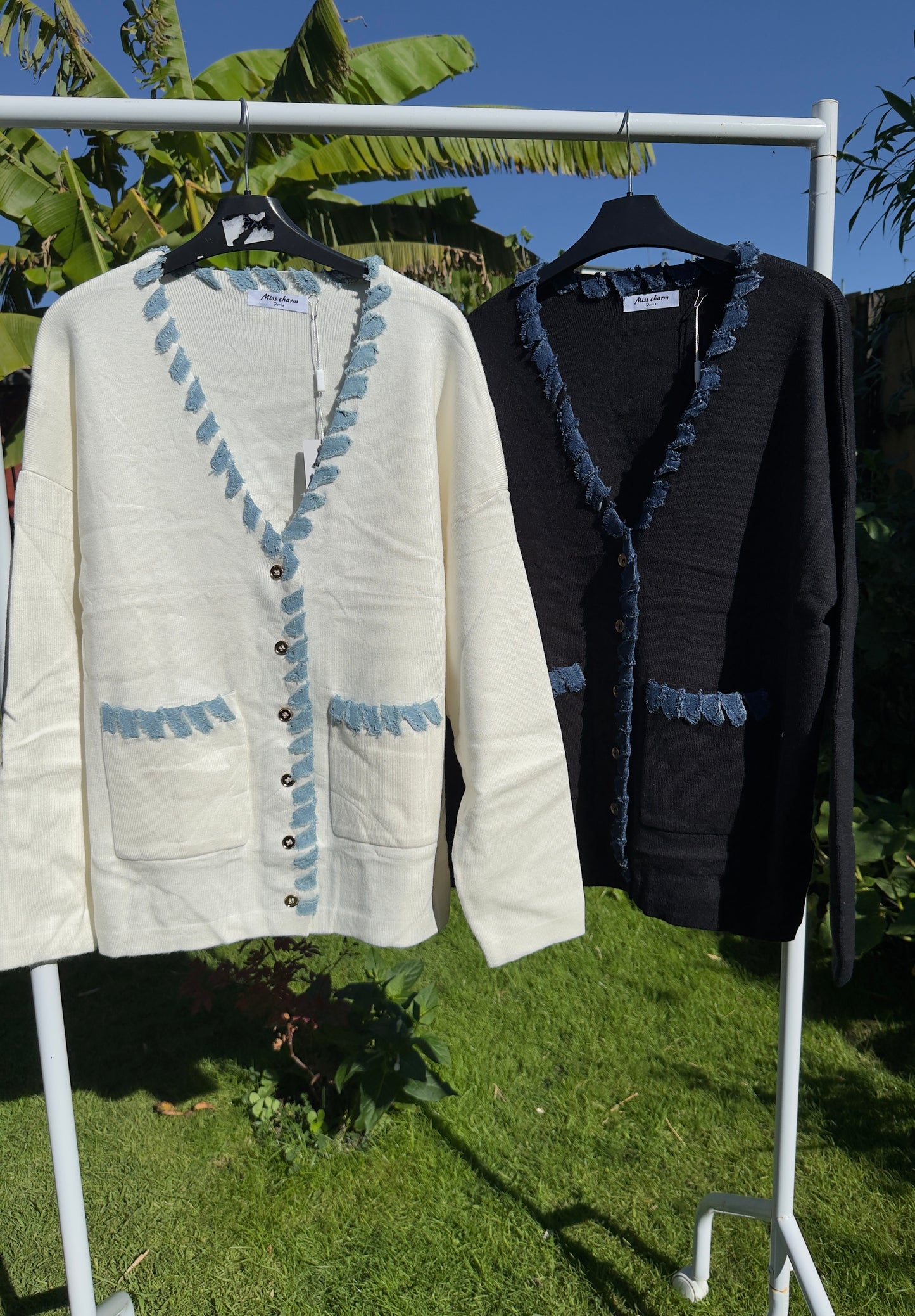 Denim Trim Luxe Cardigan