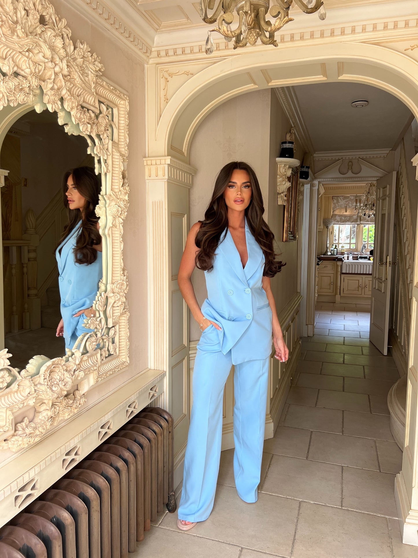 ‘Alyssa’ Longline Waistcoat & Trouser Suit