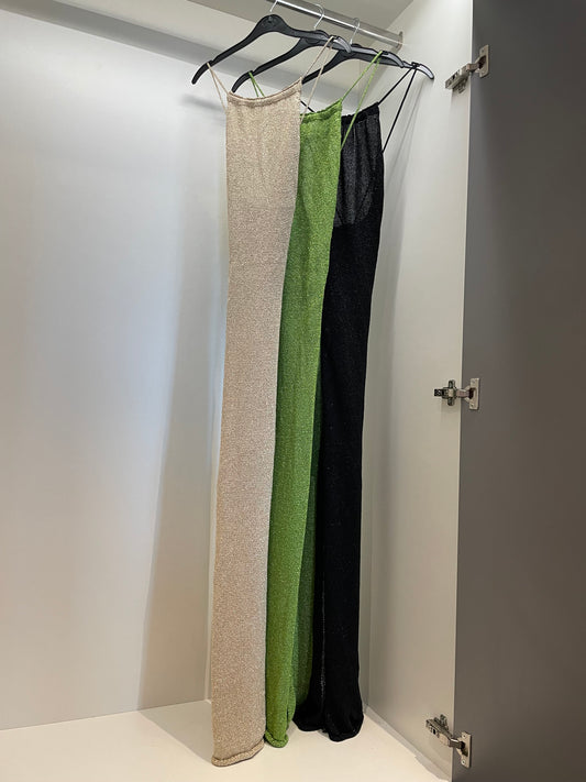 Metallic Crochet Backless Dress