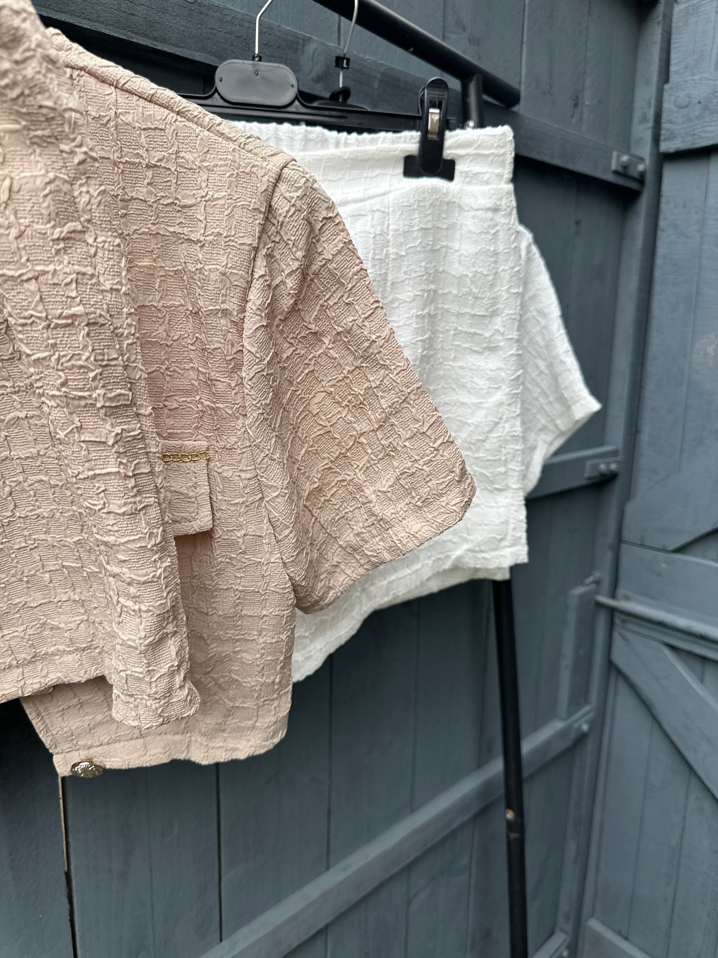 Textured Crop Shirt & Shorts Co-Ord