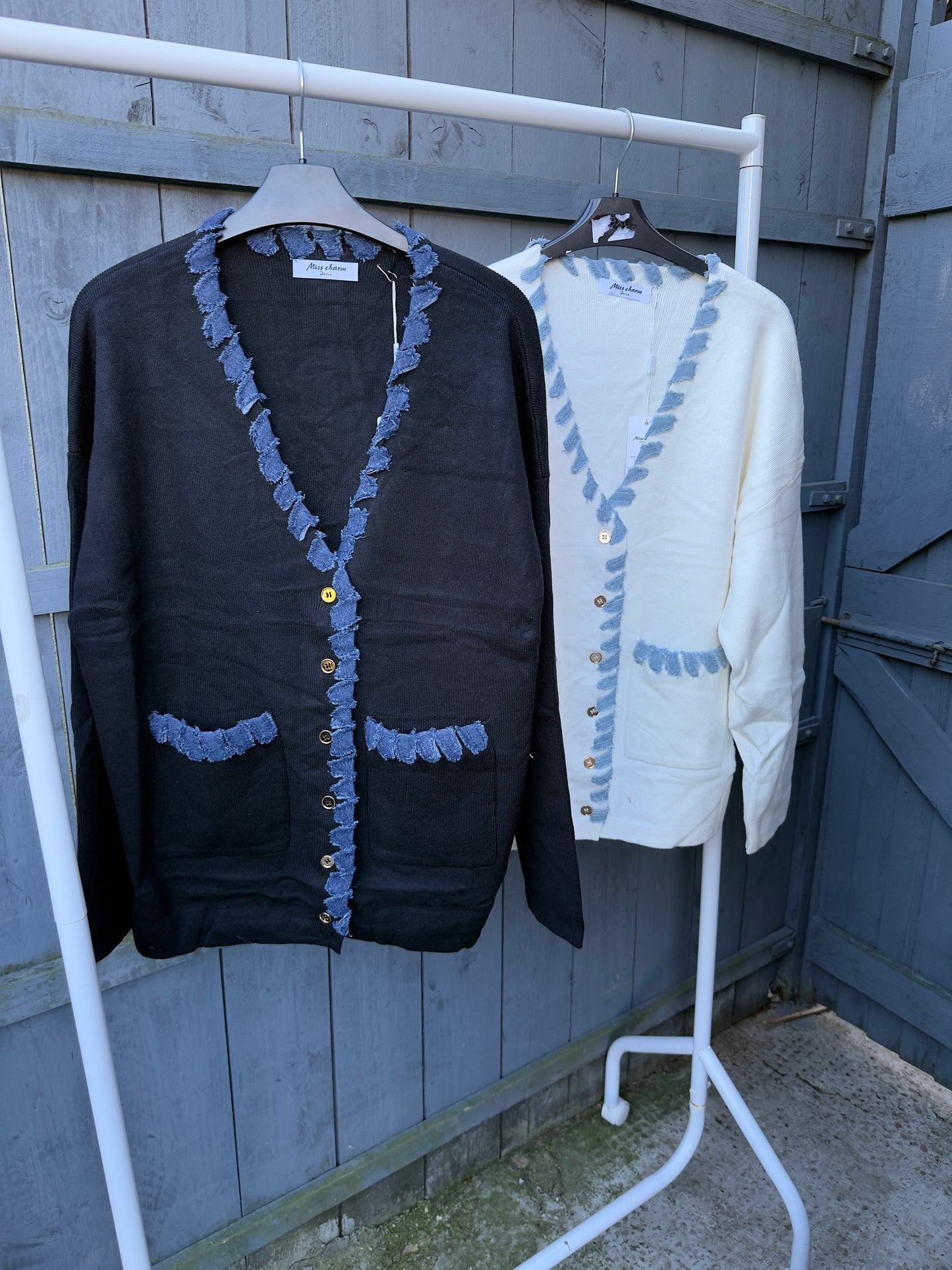 Denim Trim Luxe Cardigan