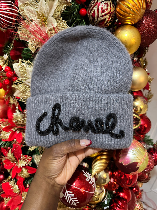 Luxury Beaded Fur Beanie