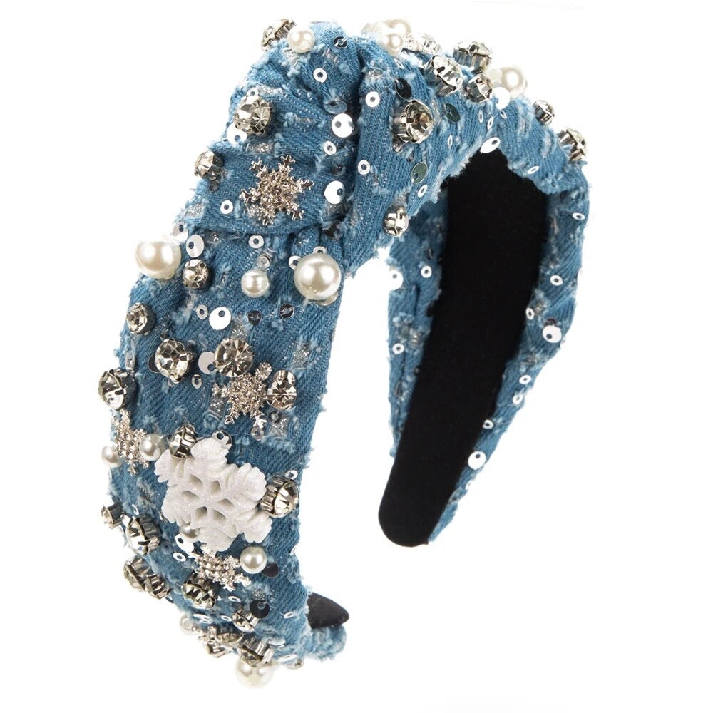 Limited Edition Snowflake Denim Headband