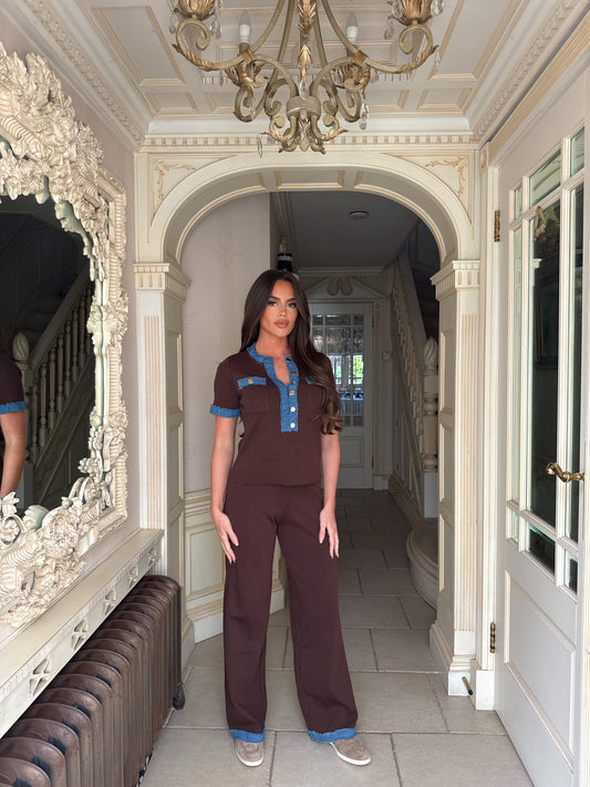 Chocolate Denim Ribbed Co-Ord