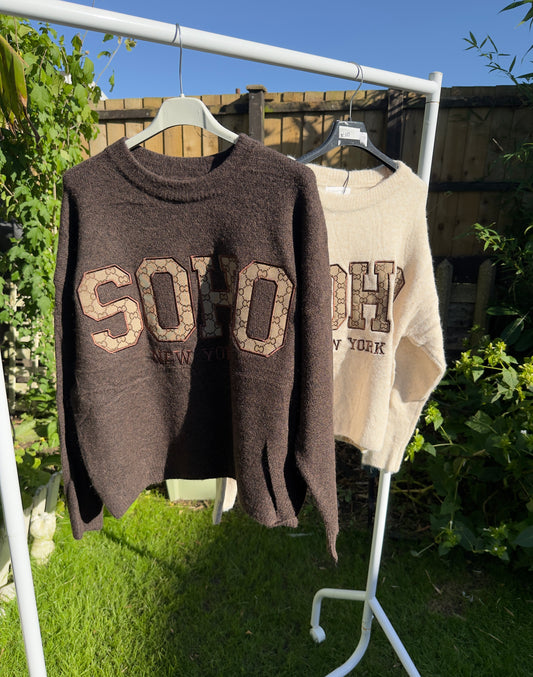 Soho Slogan Knit Autumn Jumper