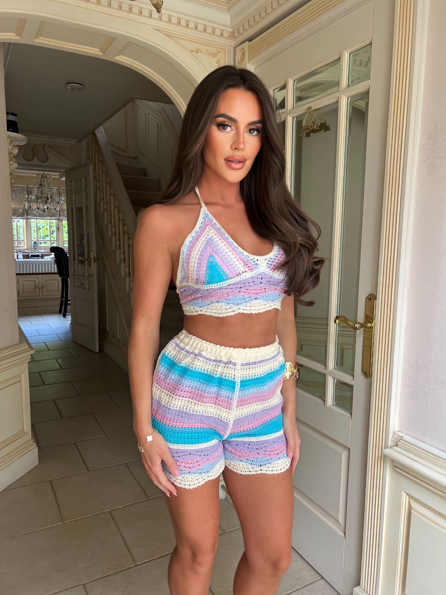 Colourful Crochet Shorts Set