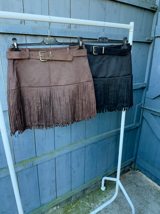 Tassel Faux Suede Mini Skirt