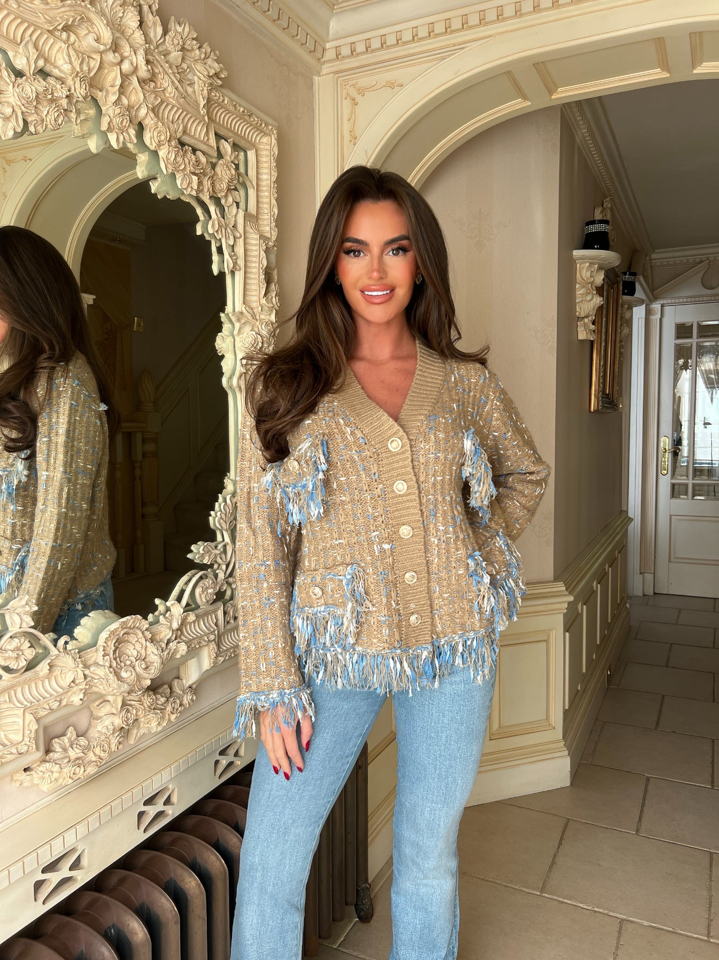 Chunky Knit Frayed Cardigan