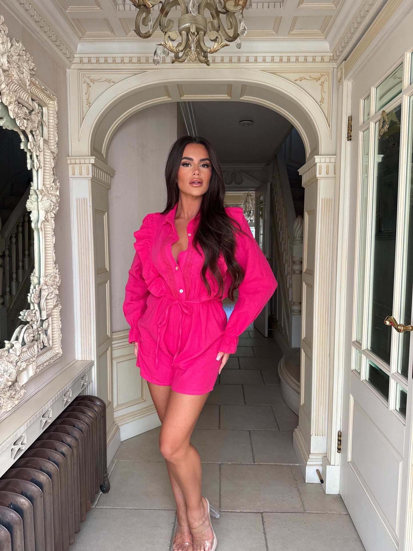 Fuchsia Cheesecloth Playsuit
