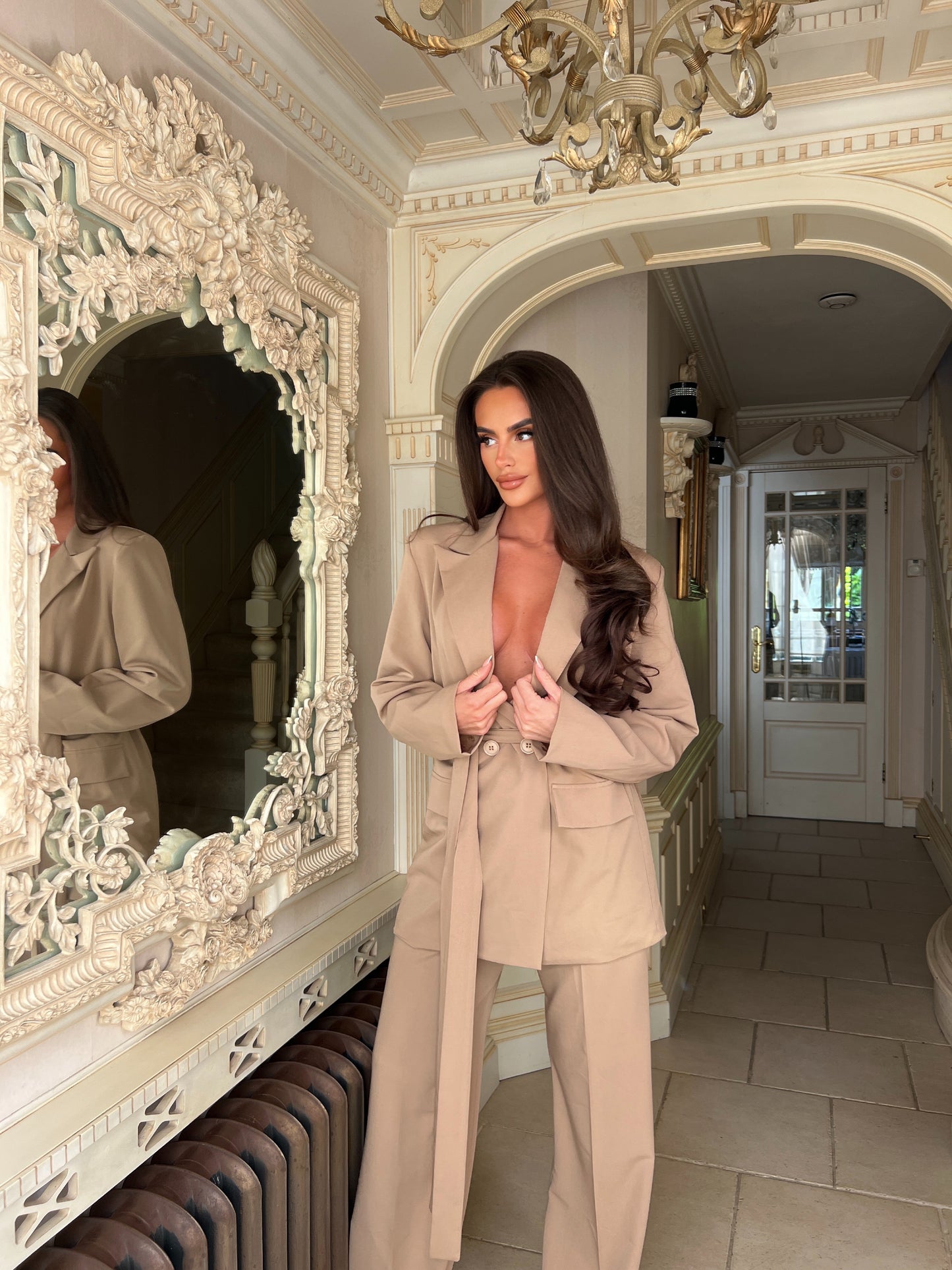 ‘Lana’ Belted Blazer and Straight Leg Trousers Suit