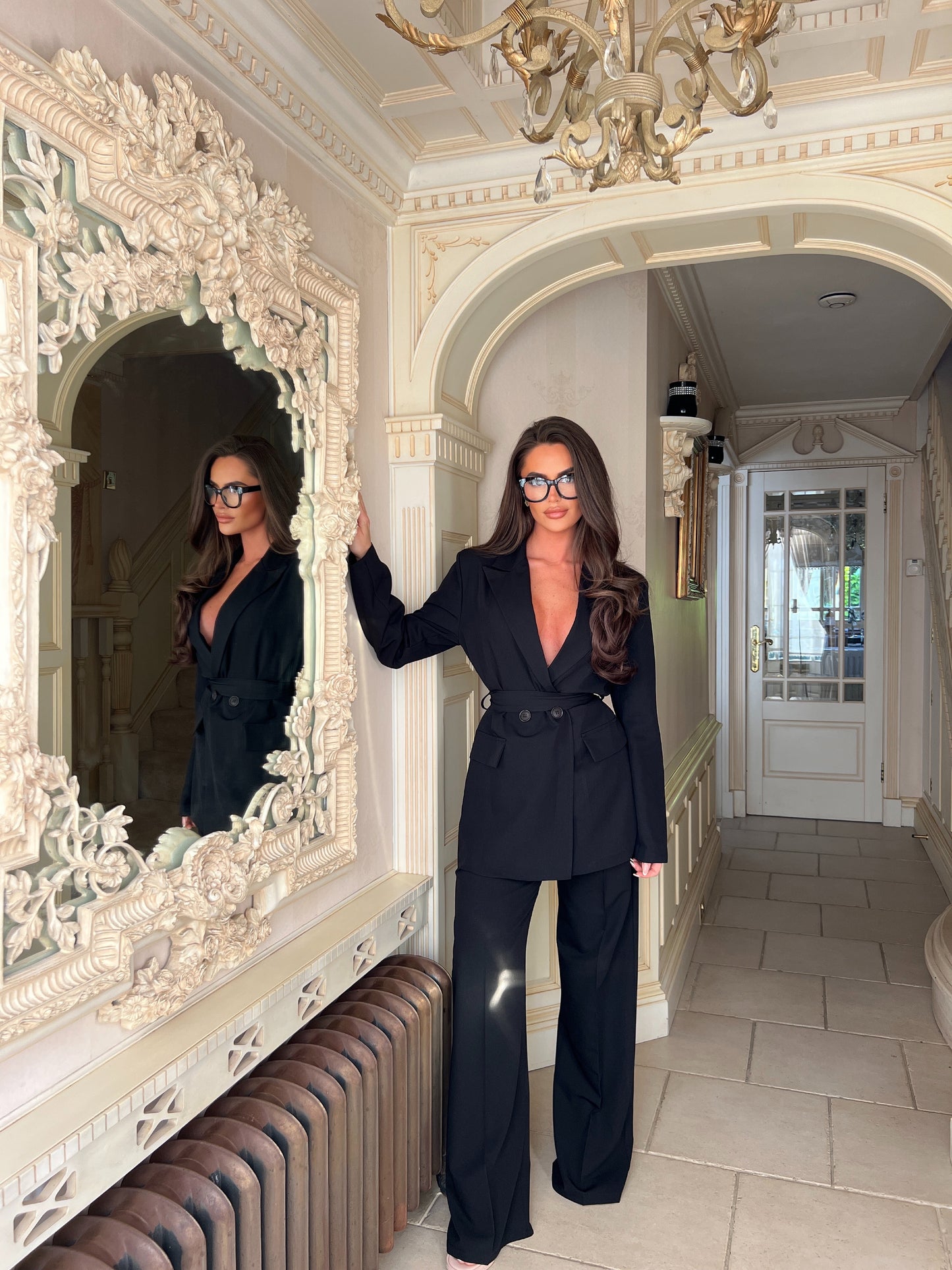 ‘Lana’ Belted Blazer and Straight Leg Trousers Suit