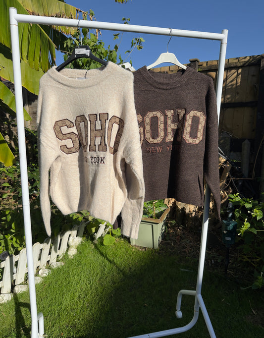 Soho Slogan Knit Autumn Jumper
