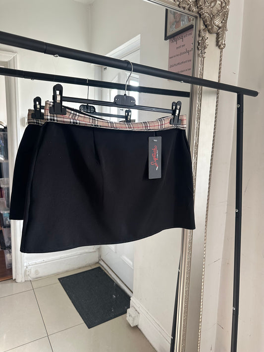 Print Fold Over Mini Skirt