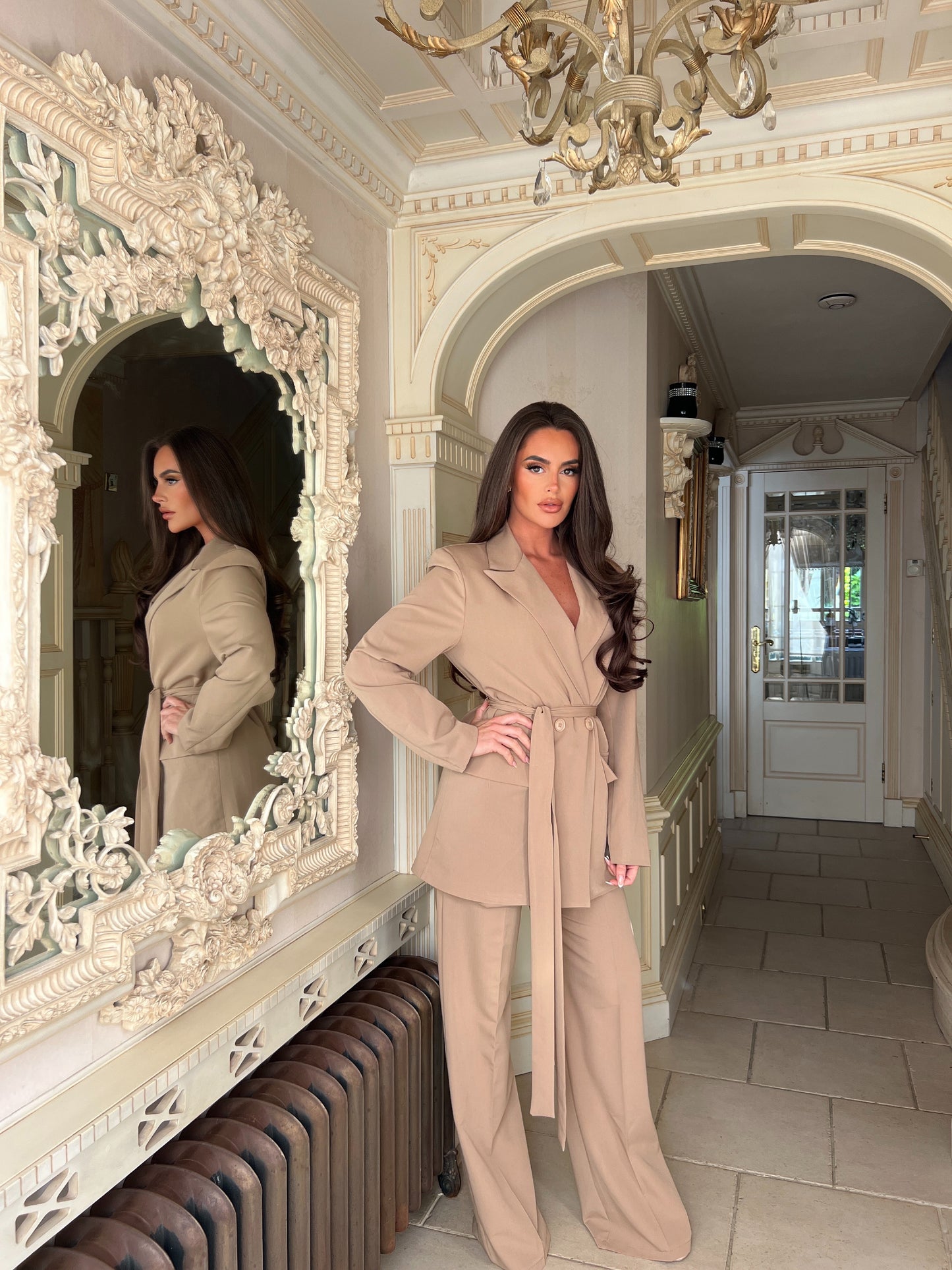 ‘Lana’ Belted Blazer and Straight Leg Trousers Suit