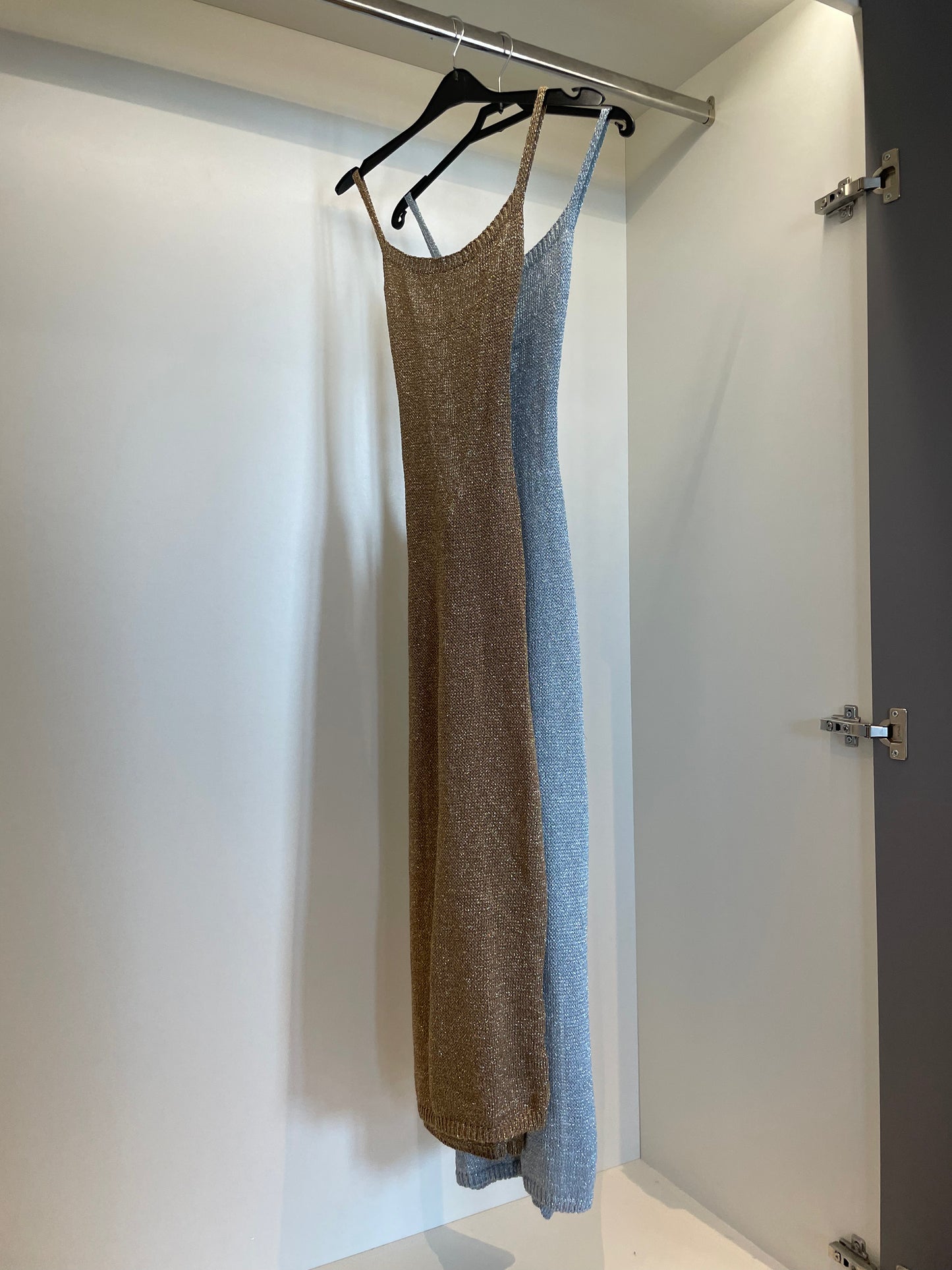 Metallic Crochet Lace Up Dress