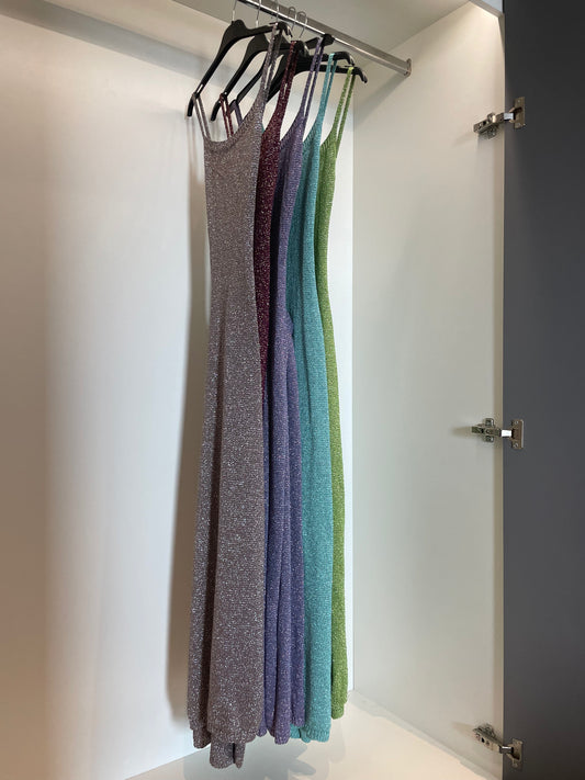 Metallic Crochet Lace Up Dress