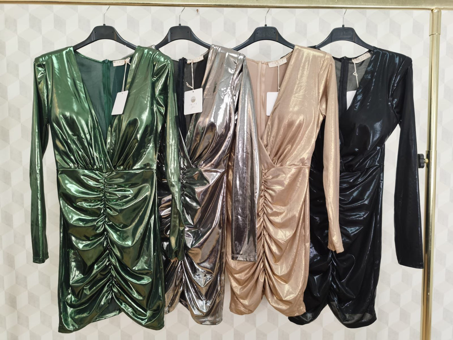 Metallic Ruched Dress