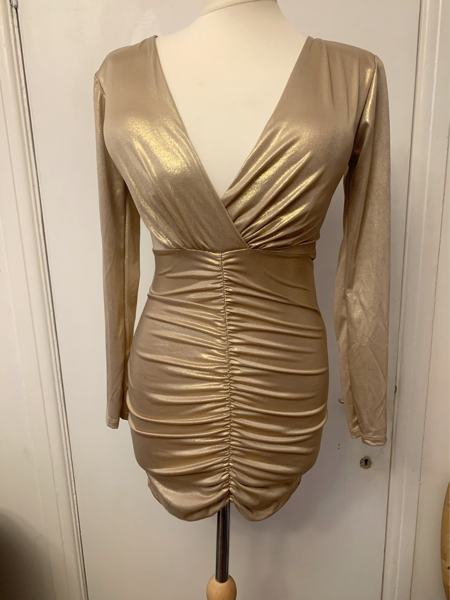 Metallic Ruched Dress
