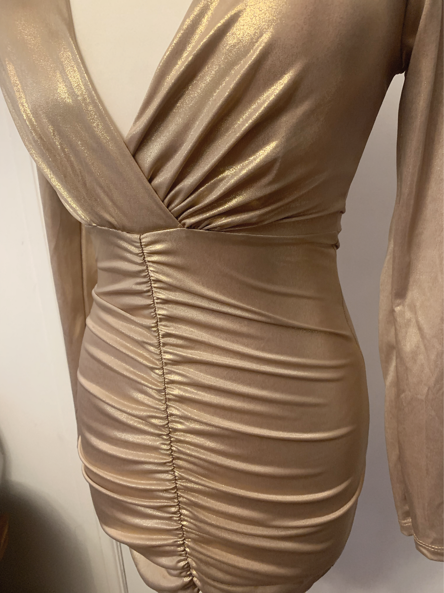 Metallic Ruched Dress