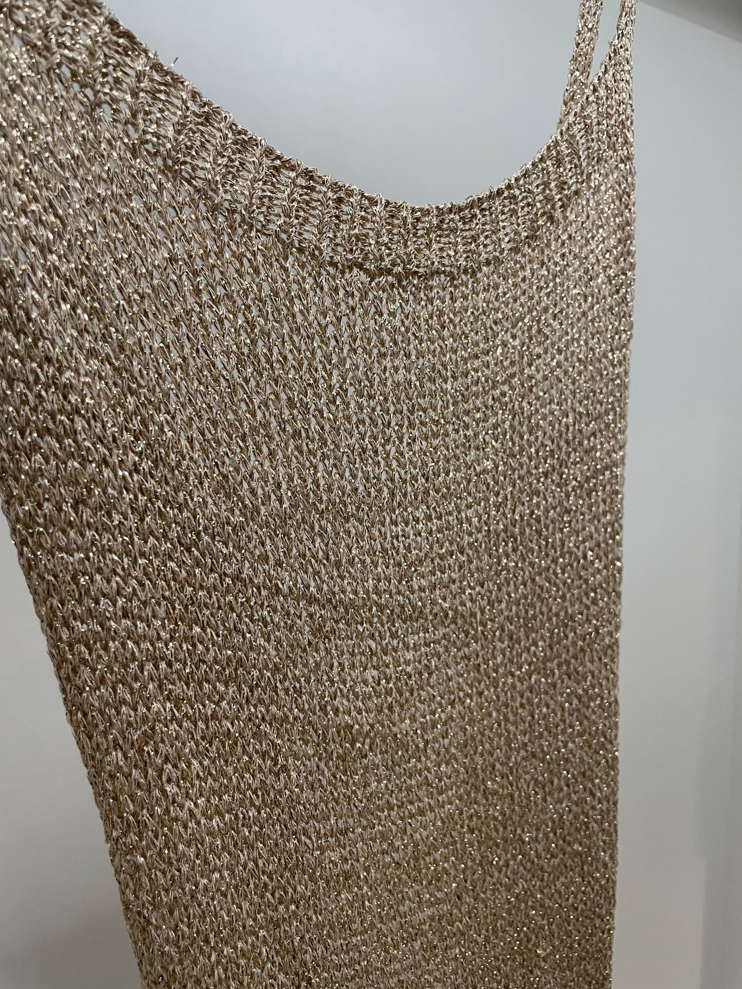 Metallic Crochet Lace Up Dress