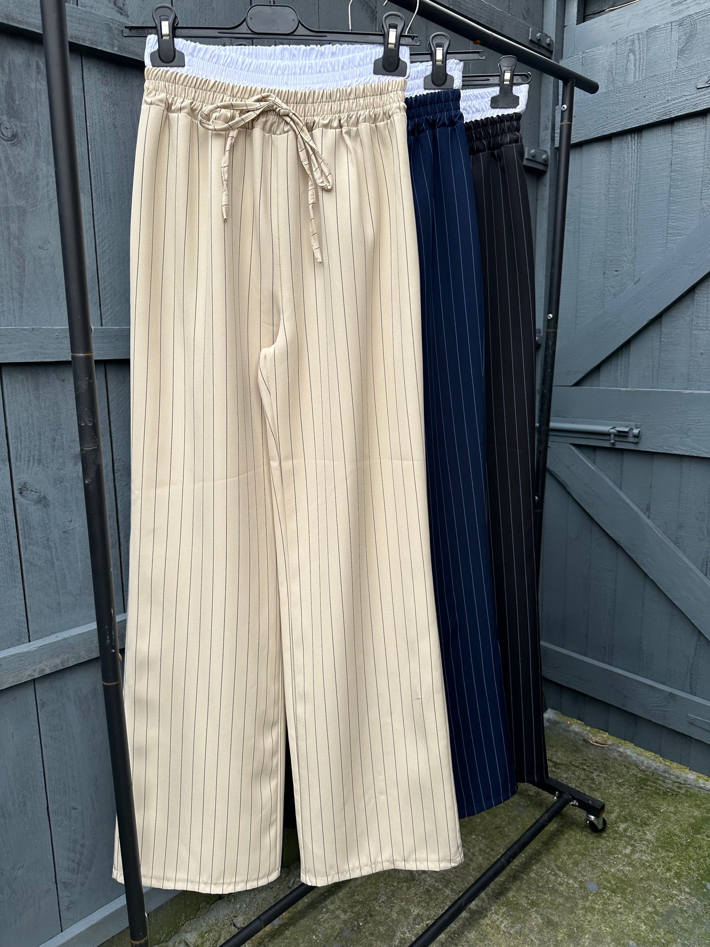 Pinstripe Wide Leg Trousers