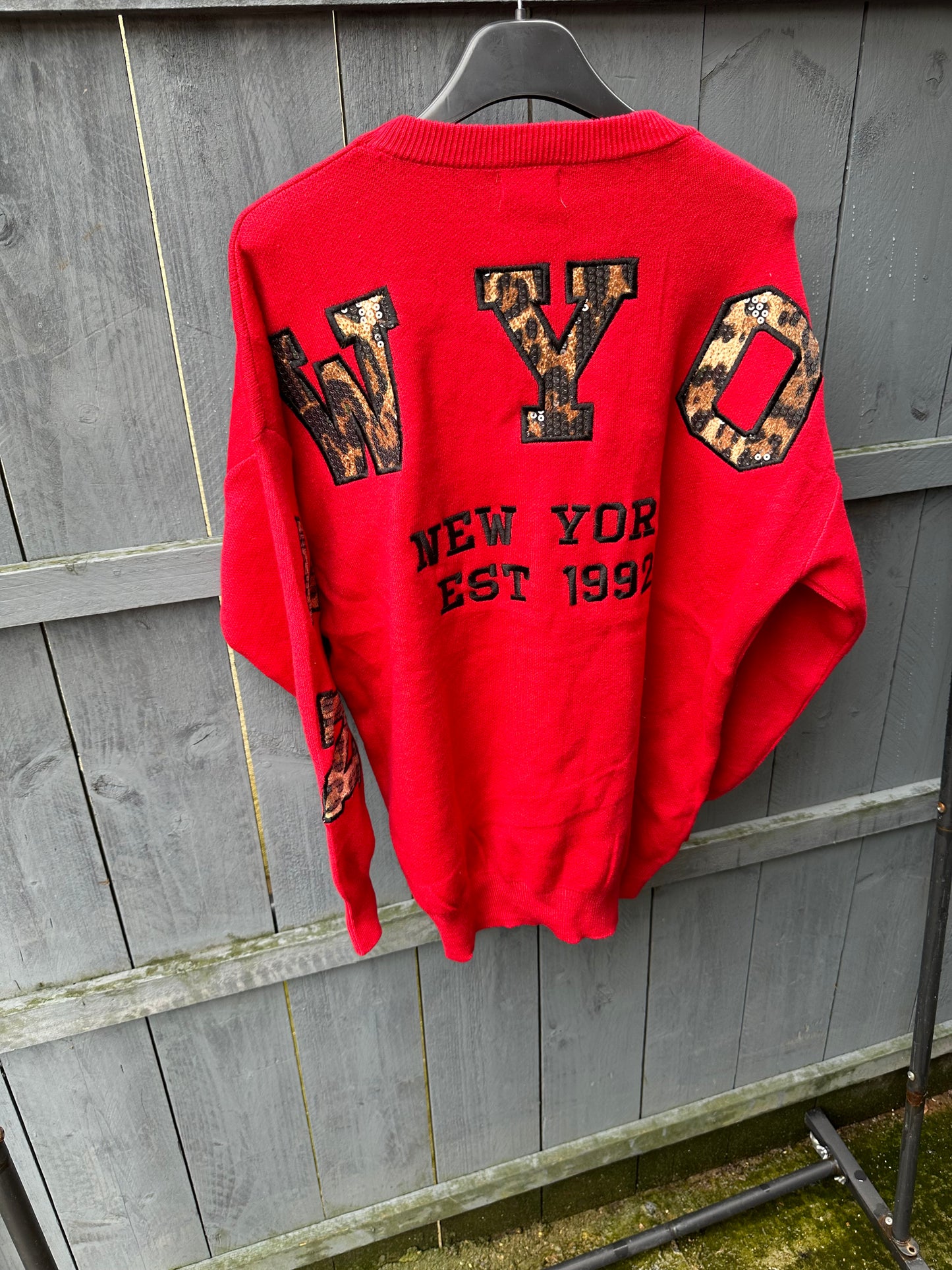 ‘New York’ Sequin Slogan Jumper