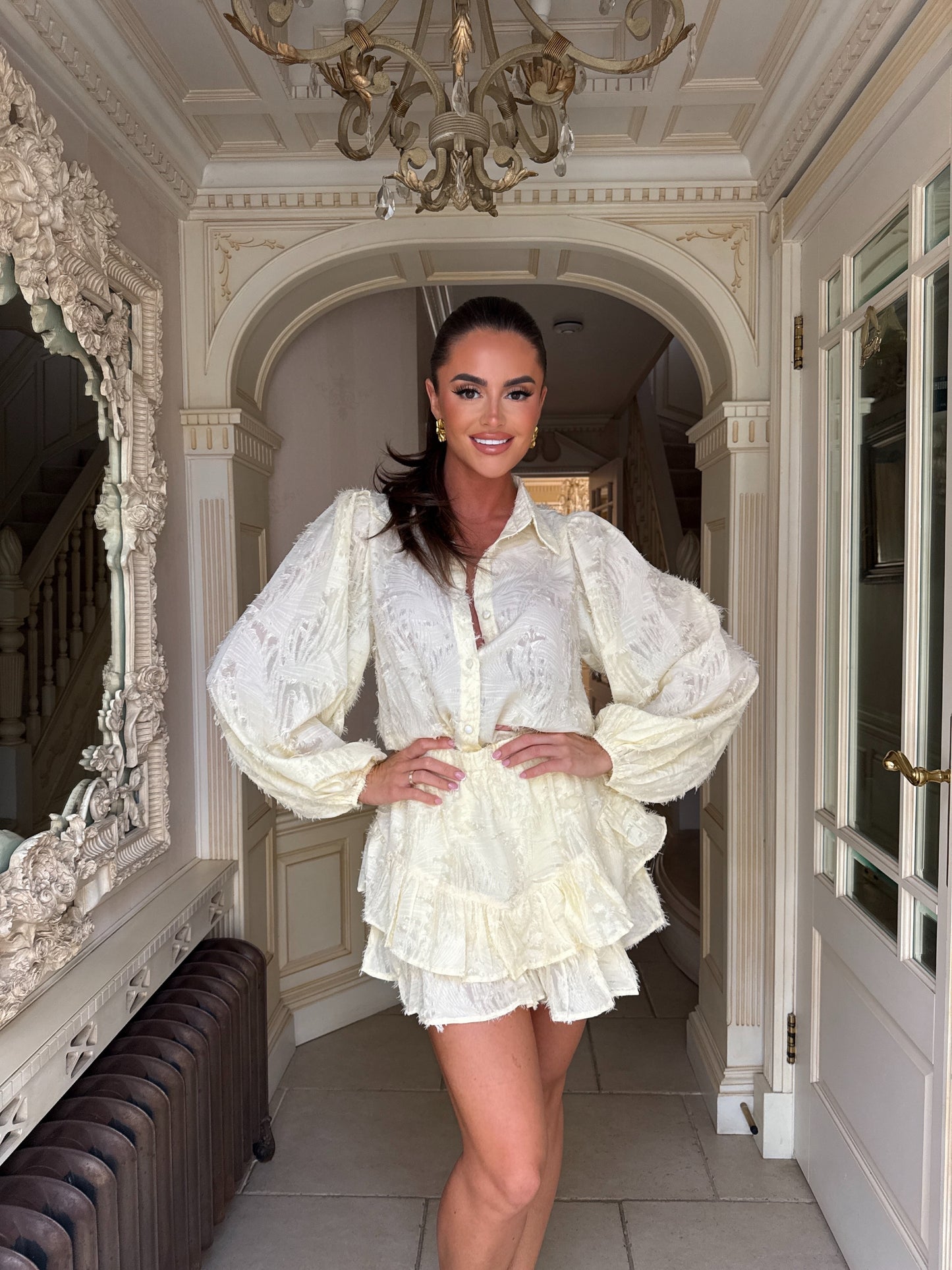 ‘Rendall’ Blouse & Frill Skort Set - Yellow