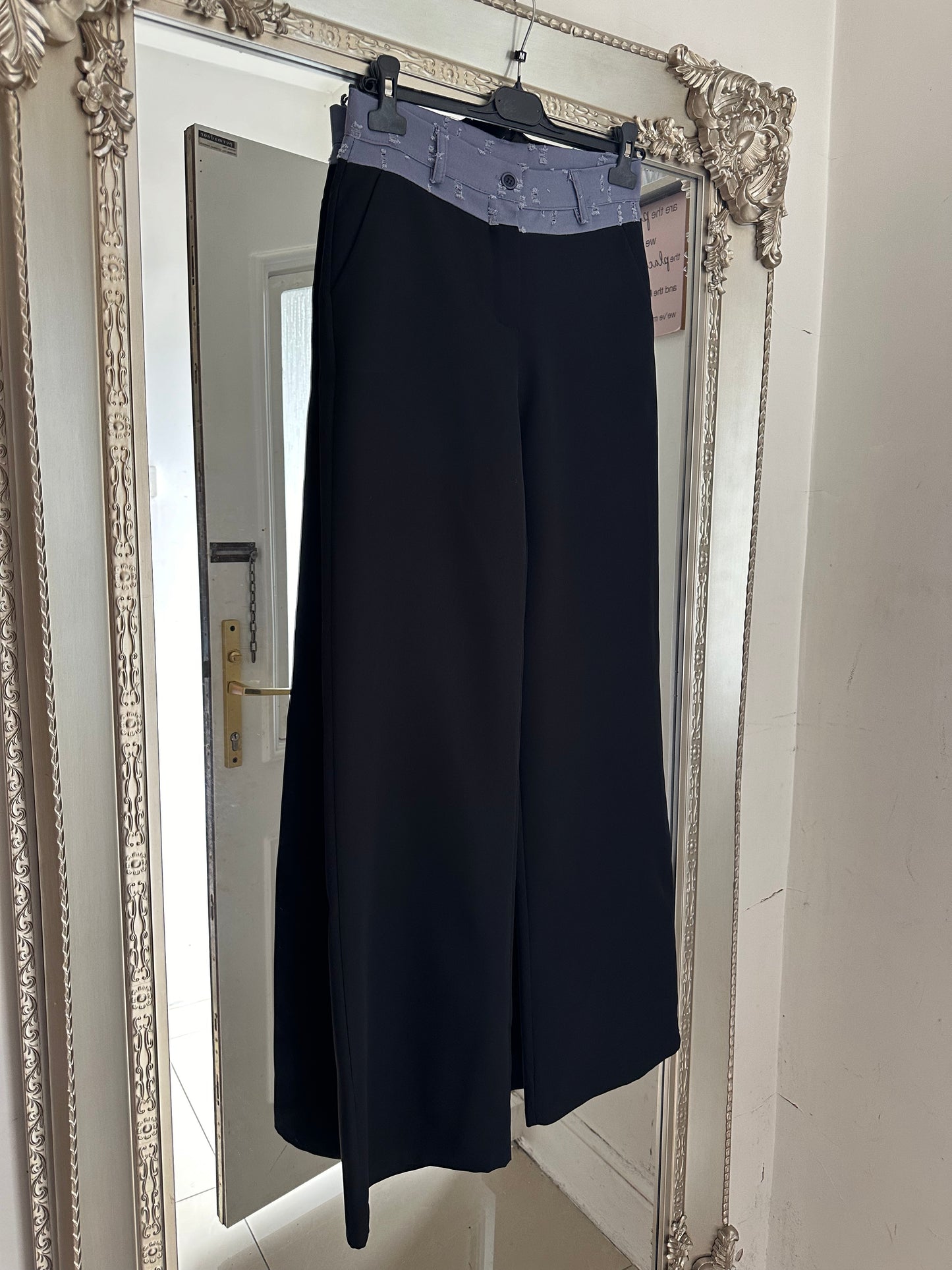 Denim Trim Wide Leg Trousers