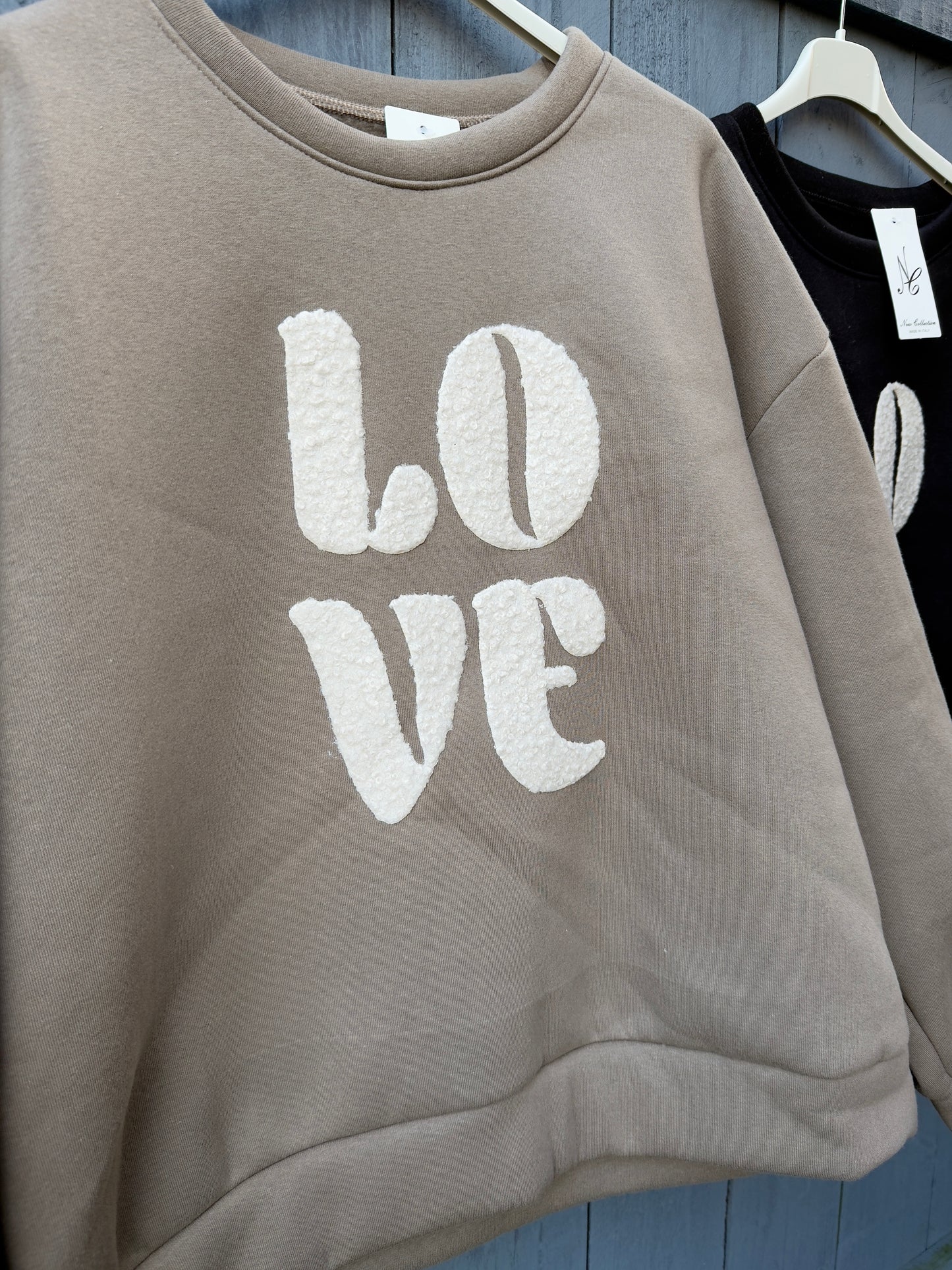 ‘Love’ Boucle Oversized Sweatshirt