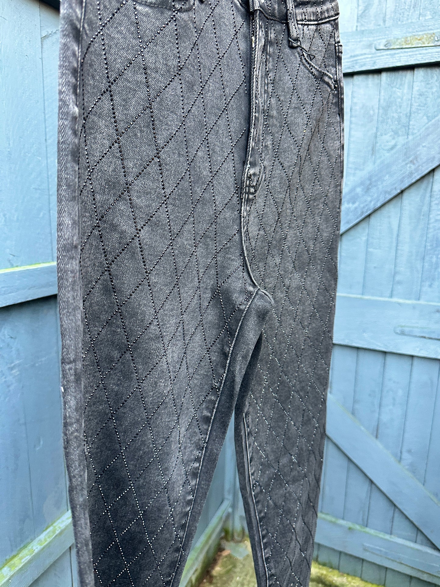 Diamanté Washed Grey Jeans