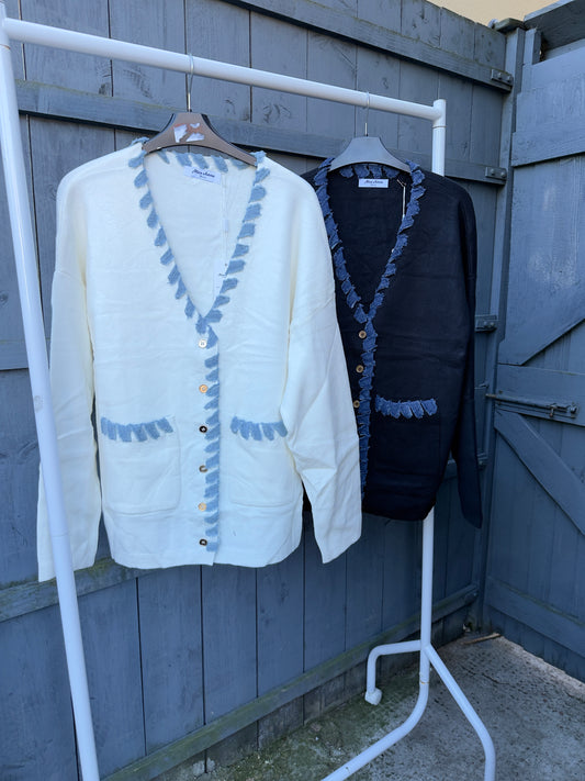 Denim Trim Luxe Cardigan