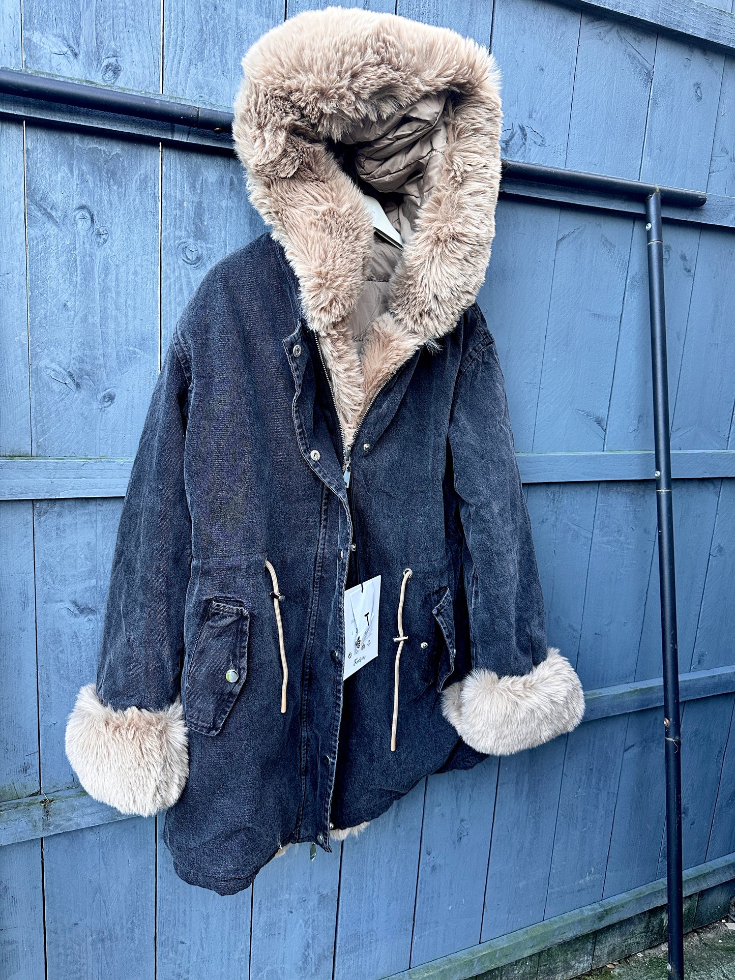 Reversible Washed Denim Padded Coat