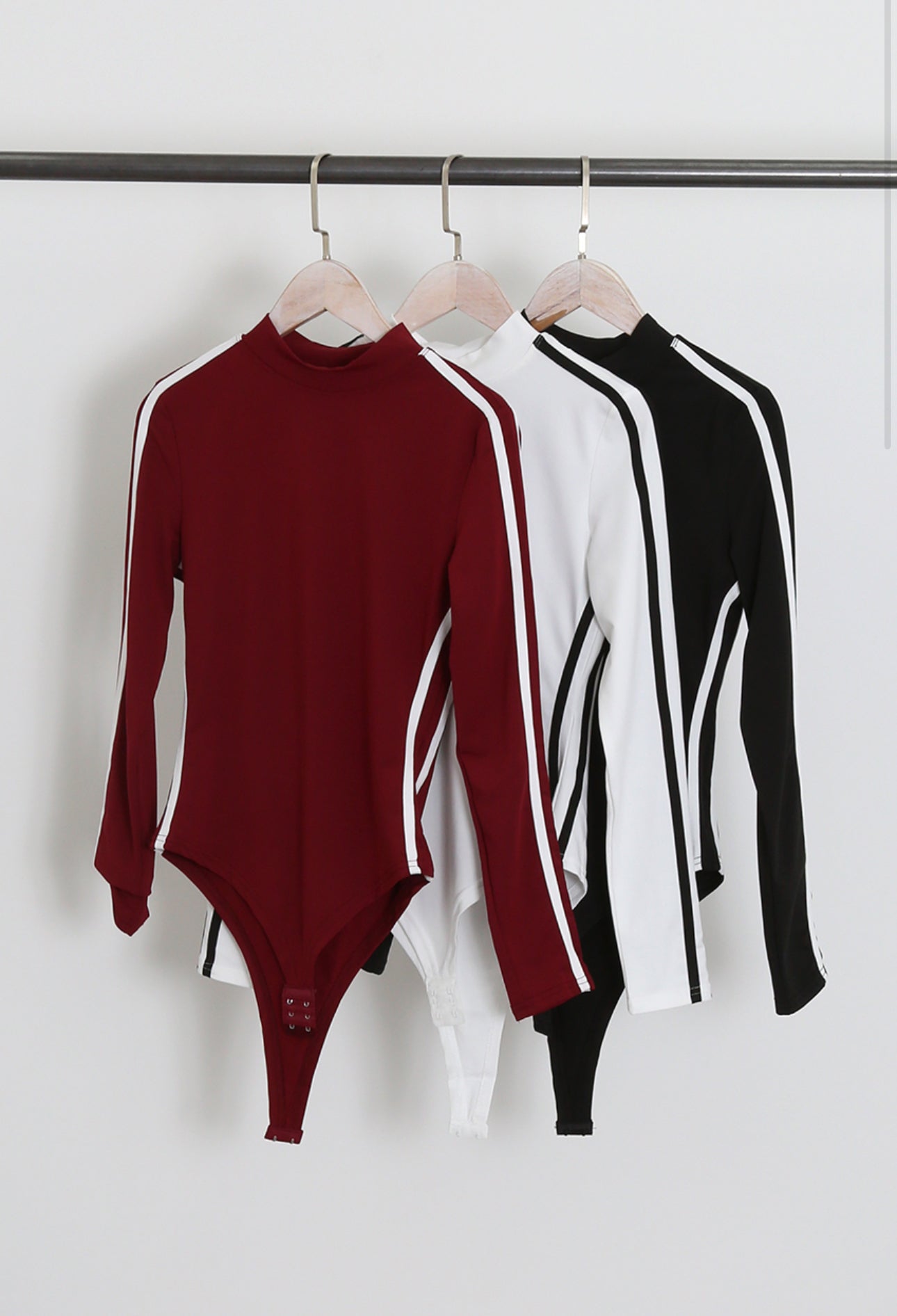 Double Side Stripe High Neck Bodysuit