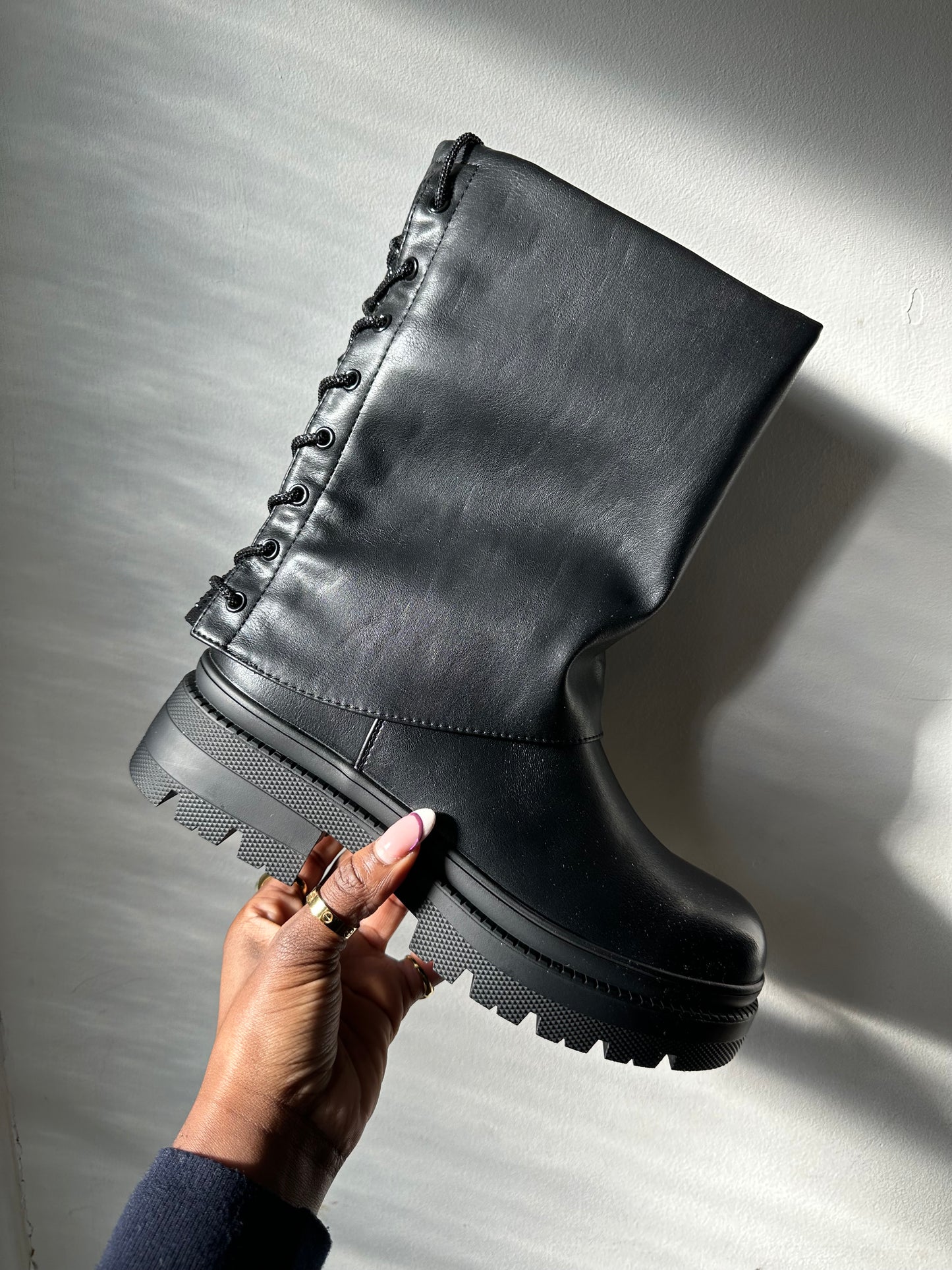 Black Embellished Chunky Boots