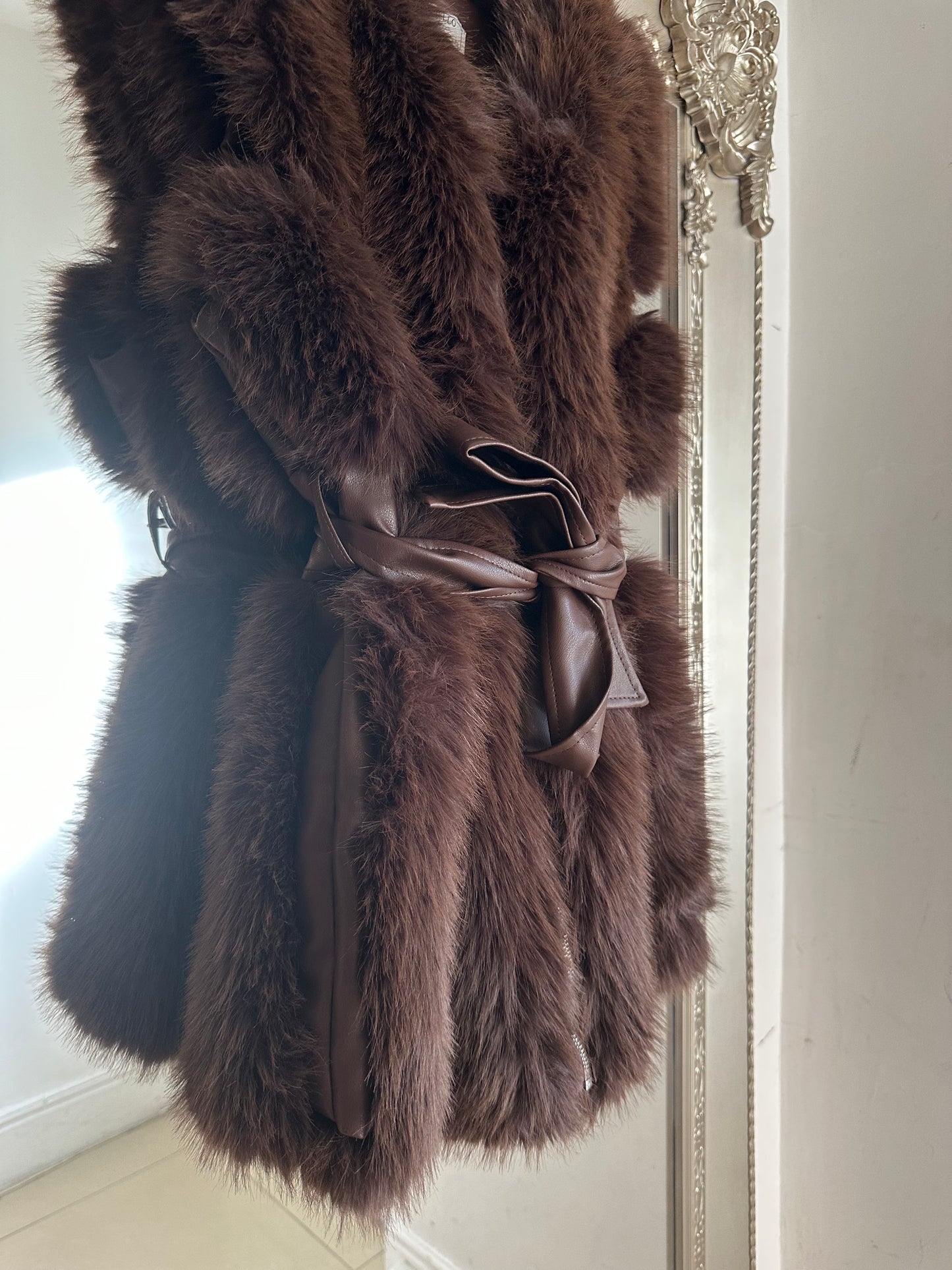 ‘Peggy’ Faux Fur Soft Belted Gilet