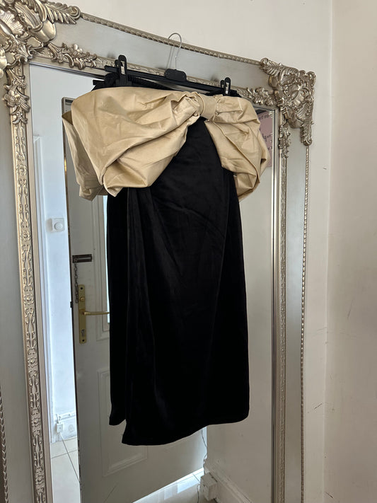 Oversized Bow Velour Dress