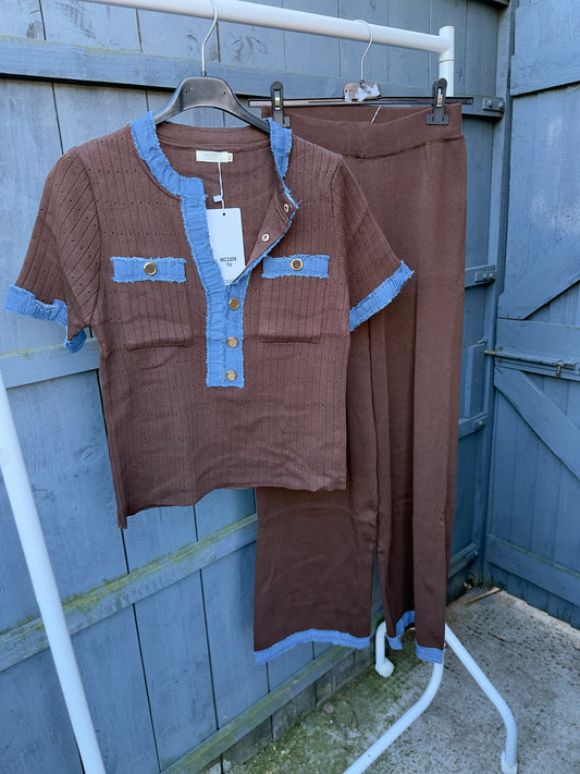 Chocolate Denim Ribbed Co-Ord