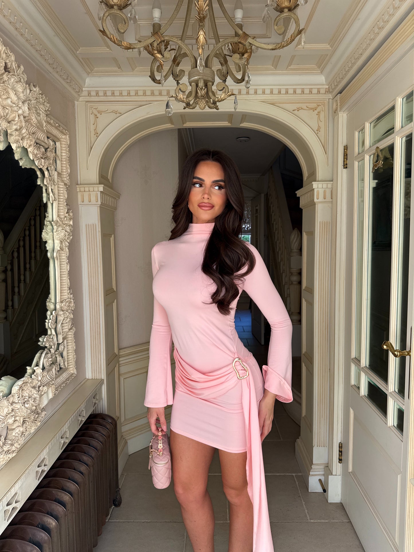 The Ruched Buckle Drape Dress
