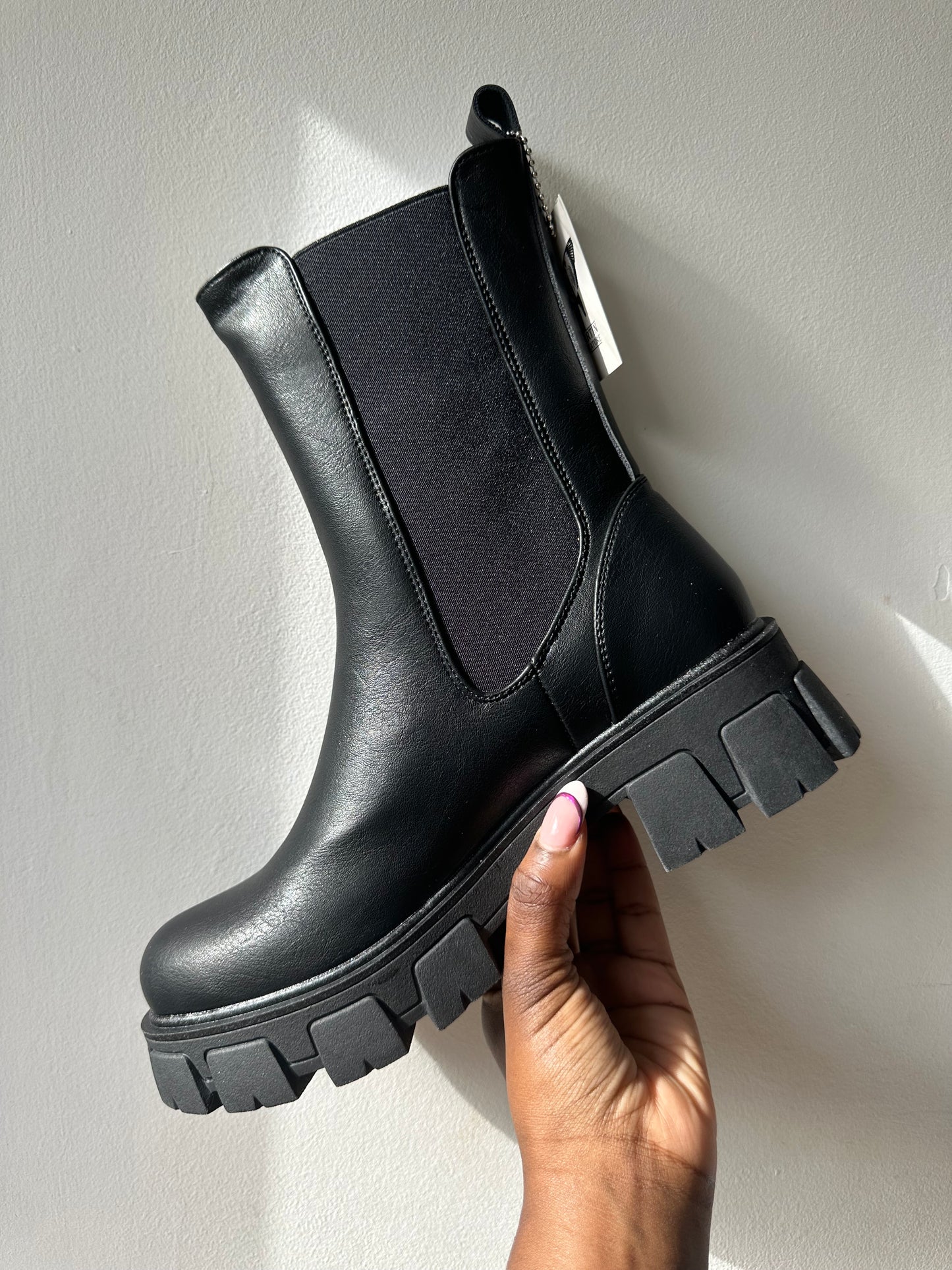 Black Faux Leather Boots