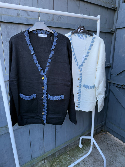 Denim Trim Luxe Cardigan