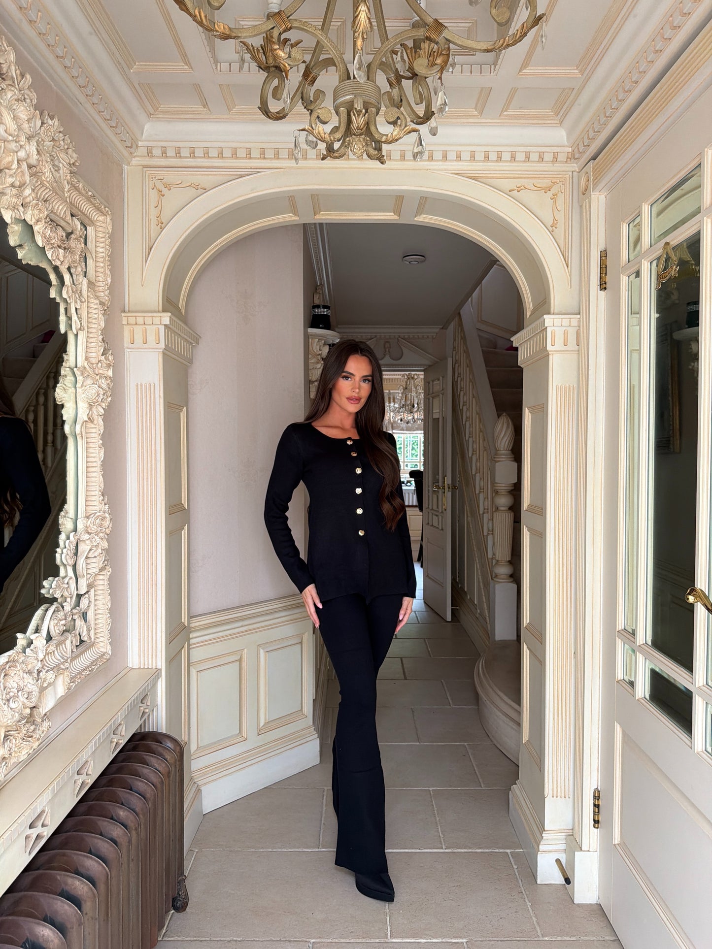 ‘Leanna’ Button Trouser Set - Black