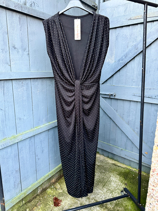 Black Diamanté Plunge Dress