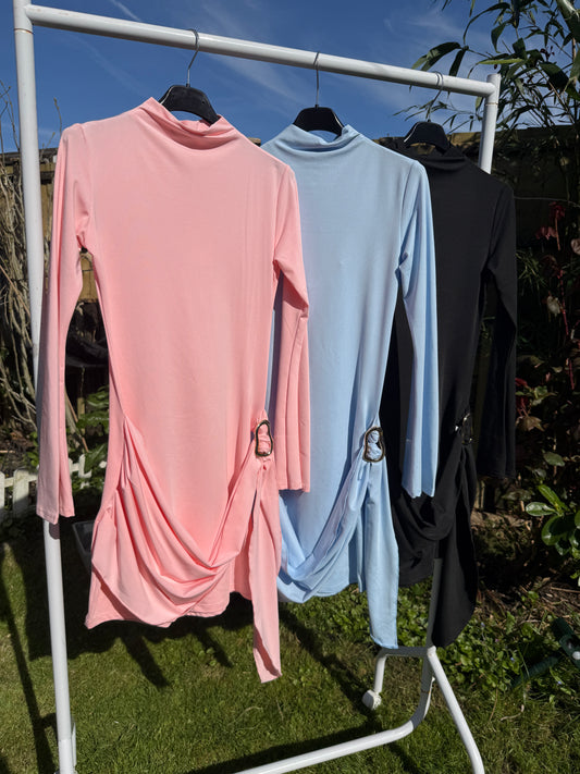 The Ruched Buckle Drape Dress