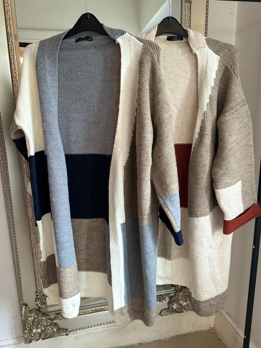 Colourblock Thick Knit Cardigan