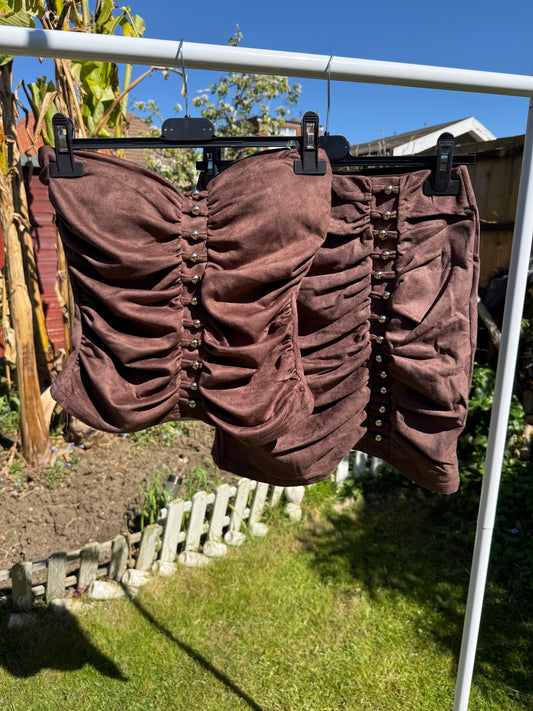 The ‘Tyla’ Suede Mini Skirt Suit Set