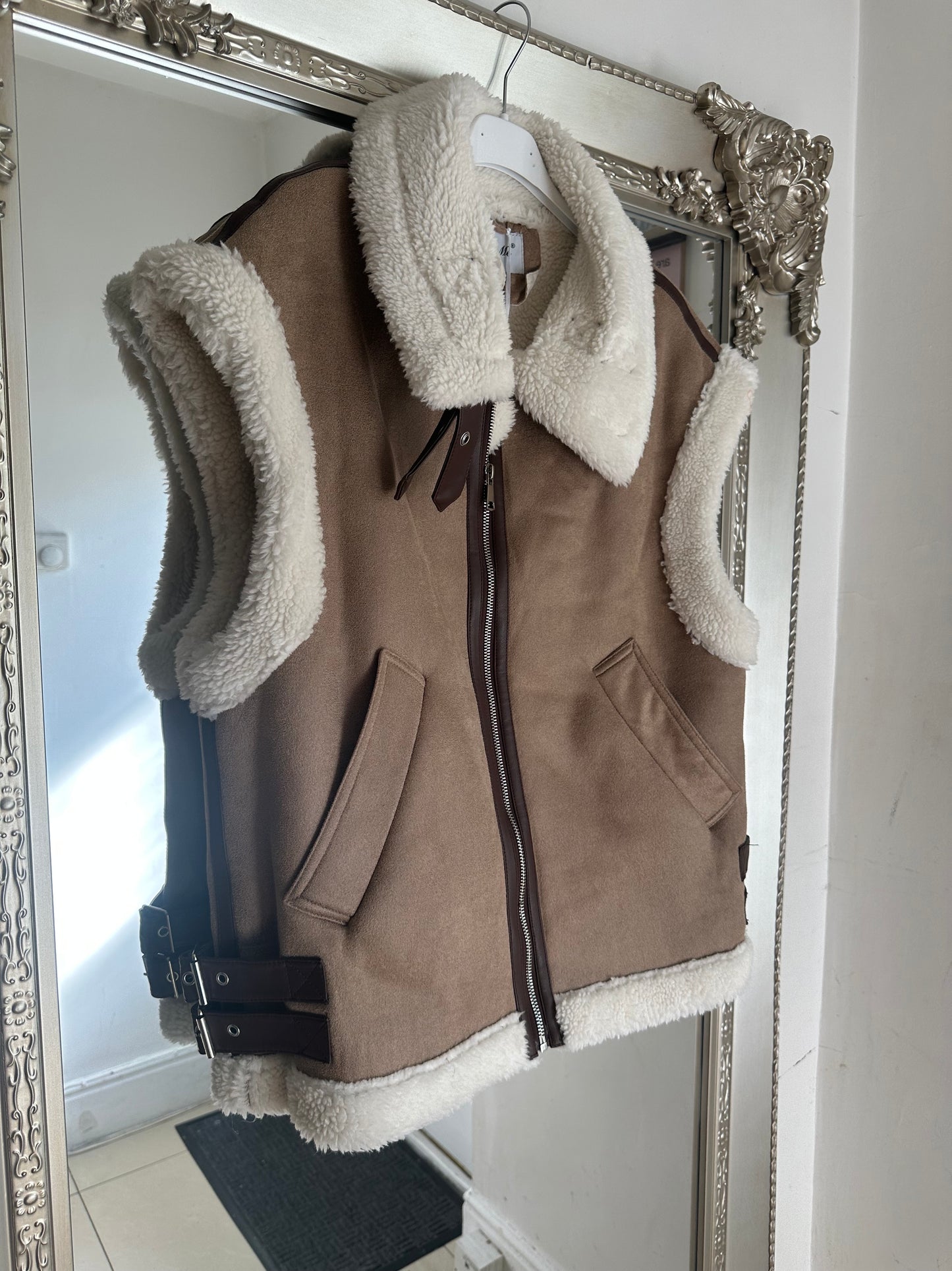 Faux Suede Shearling Gilet