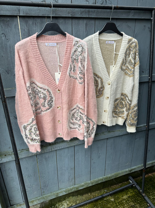 Flower Glitter Sequin Cardigan