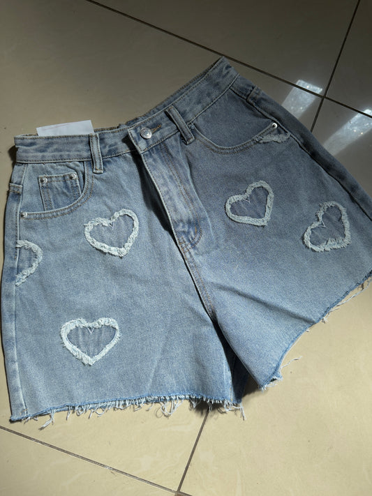 Denim Heart Shorts